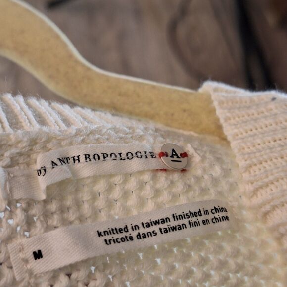 Anthropologie Size M Long Sleeve Front&back V Neck Cut Pullover Sweater - Picture 3 of 8